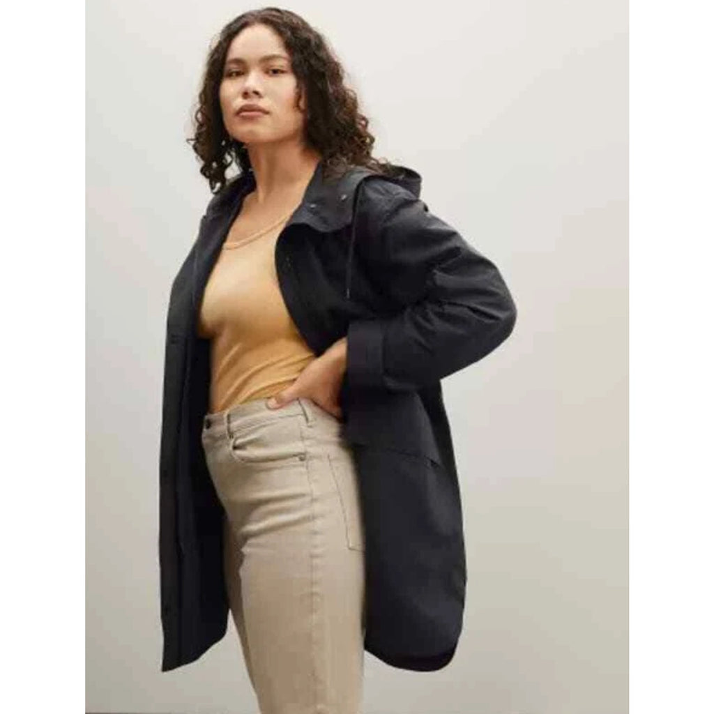 Everlane Womens ReNew Anorak Rain Coat XS Black Water-Repellent Hooded NWT