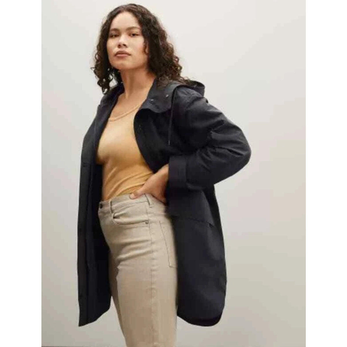 Everlane Womens ReNew Anorak Rain Coat XS Black Water-Repellent Hooded NWT
