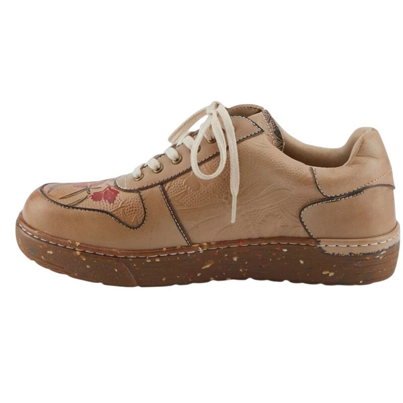 L'Artiste Womens Sincerity Sneakers EU 42 US 10.5-11 Beige Floral Leather NWOB