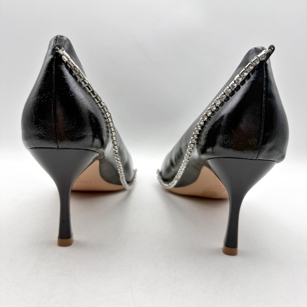 C.Paravano Womens Anna Chain Pumps EU 40 US 9.5 Black Leather NIB