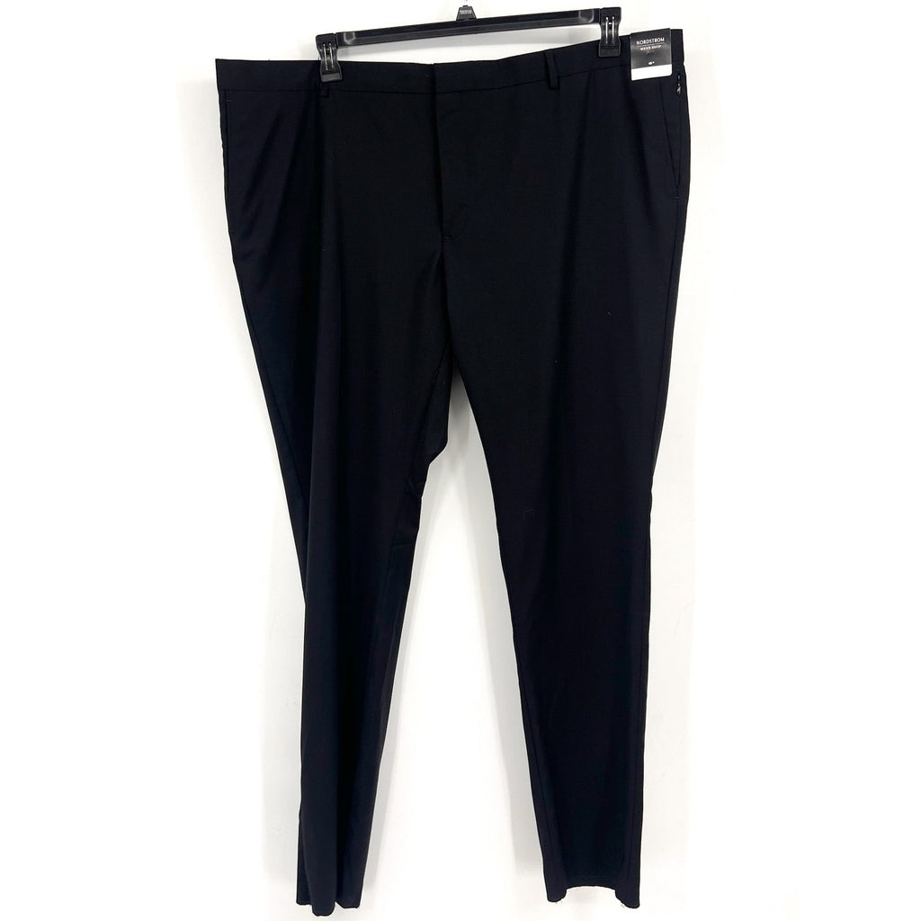 NORDSTROM Men's Trim Fit Dress Pants 48R Black Stretch Wool Tech-Smart NWT