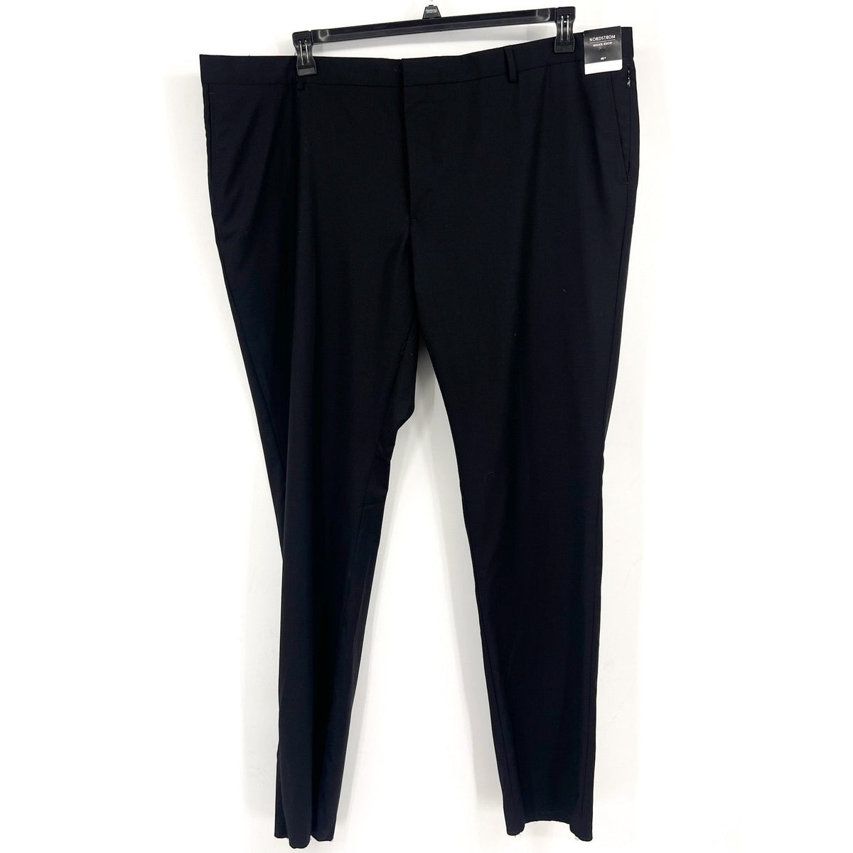NORDSTROM Men's Trim Fit Dress Pants 48R Black Stretch Wool Tech-Smart NWT