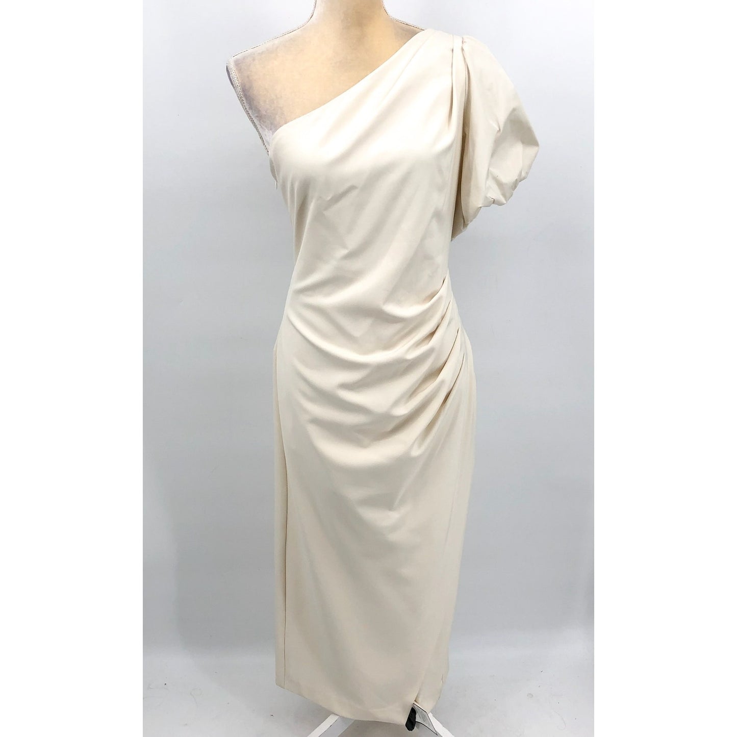 LAUREN RALPH LAUREN Women's One-Shoulder Crepe Cocktail Dress Size 12 Ivory NWT