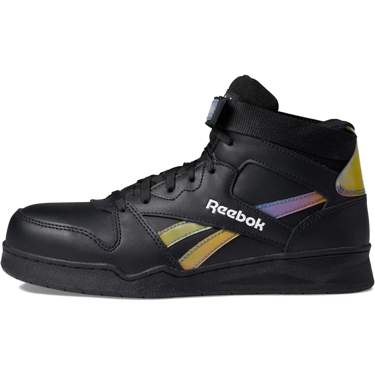 Reebok Womens High Top Work Sneakers 7 WIDE Black Hologram Comp Toe EH SR