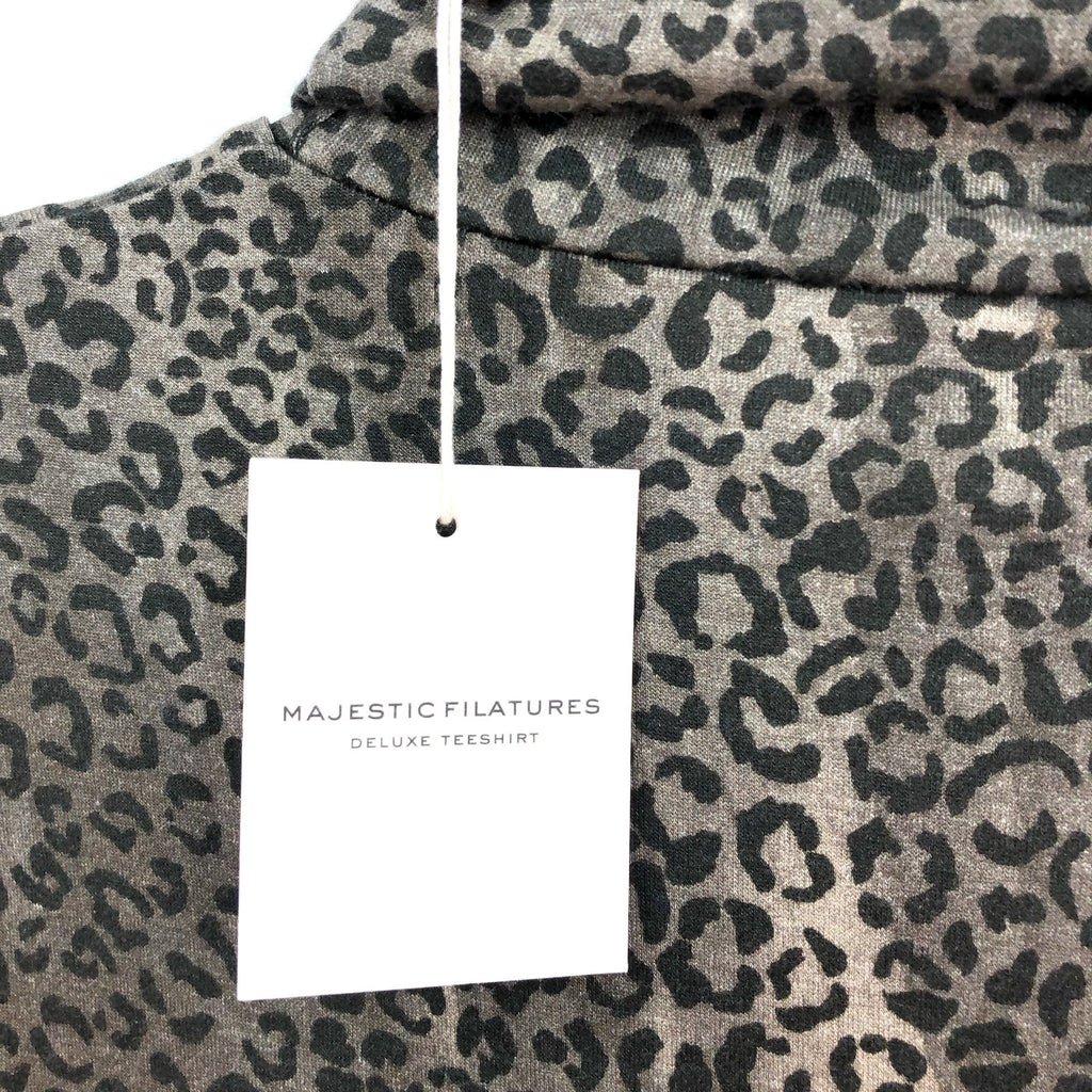 MAJESTIC FILATURES Womens Cashmere Turtleneck Large Size 4 Khaki Cheetah NWT