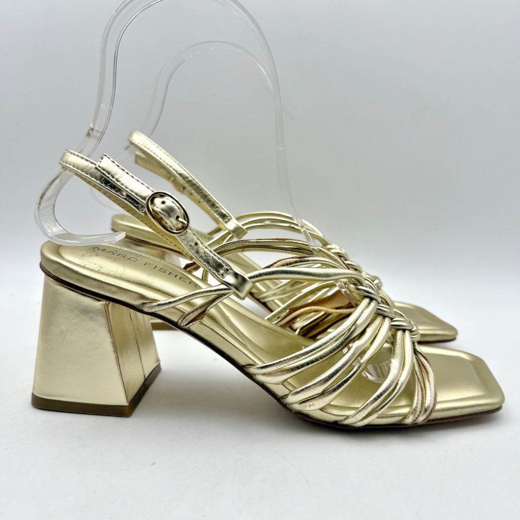 Marc Fisher Womens Magnify Heeled Sandals Size 6 M EU 36.5 Gold NWOB
