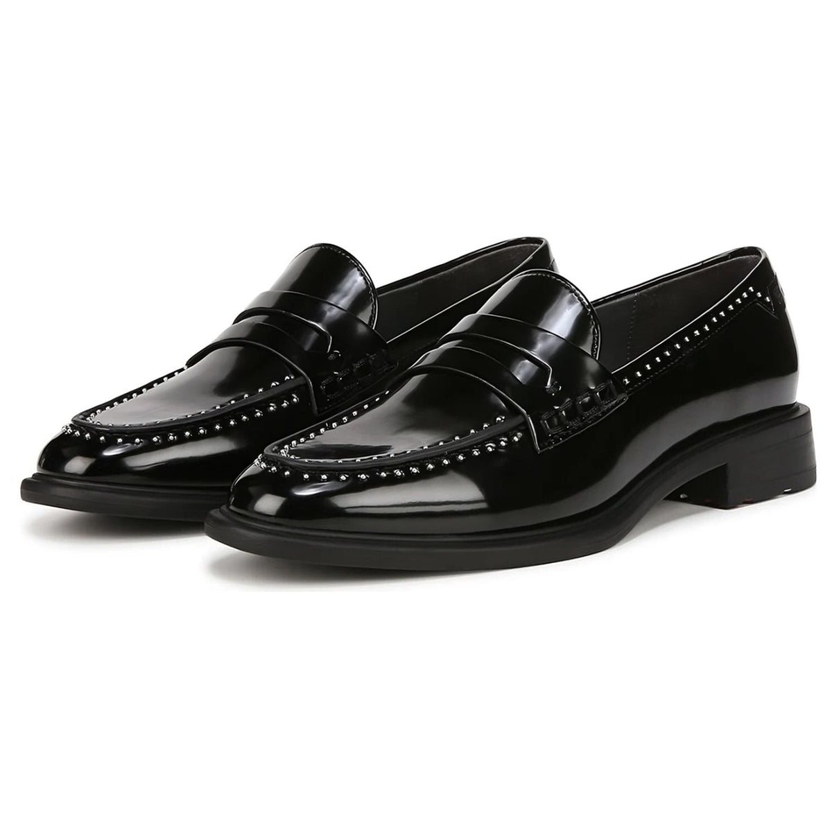 Franco Sarto Womens Eden Studded Loafers Size 5 M EU 35 Black Slip On NIB