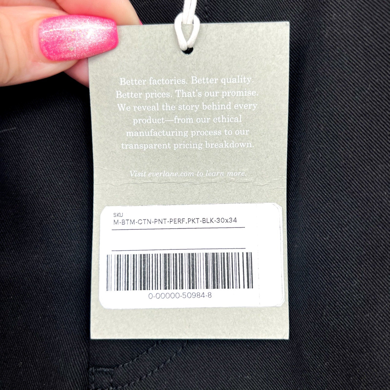 EVERLANE Men's The Performance 5-Pocket Pants 30x34 Black Chino Stretch NWT