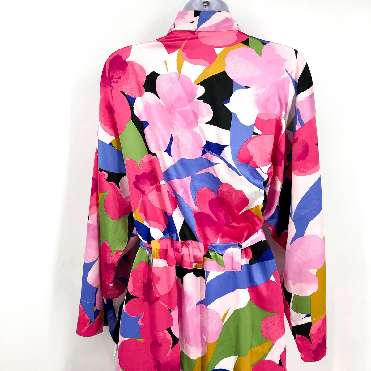 N NATORI Women's Bonita Stretch Silky Satin 49" Robe XL Pink Multi Floral NWT