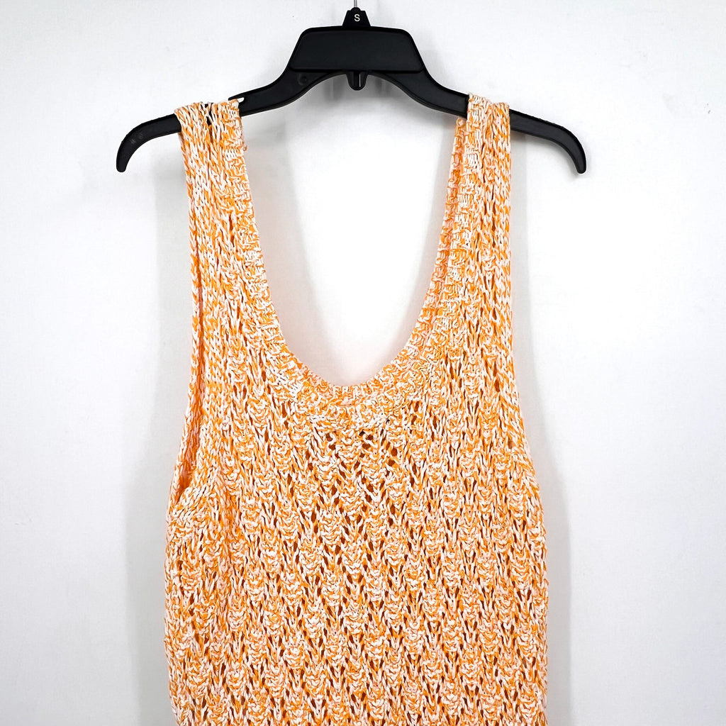 STINE GOYA Women's Knitted Esme Tank Dress Large Orange White Sleeveless NWOT