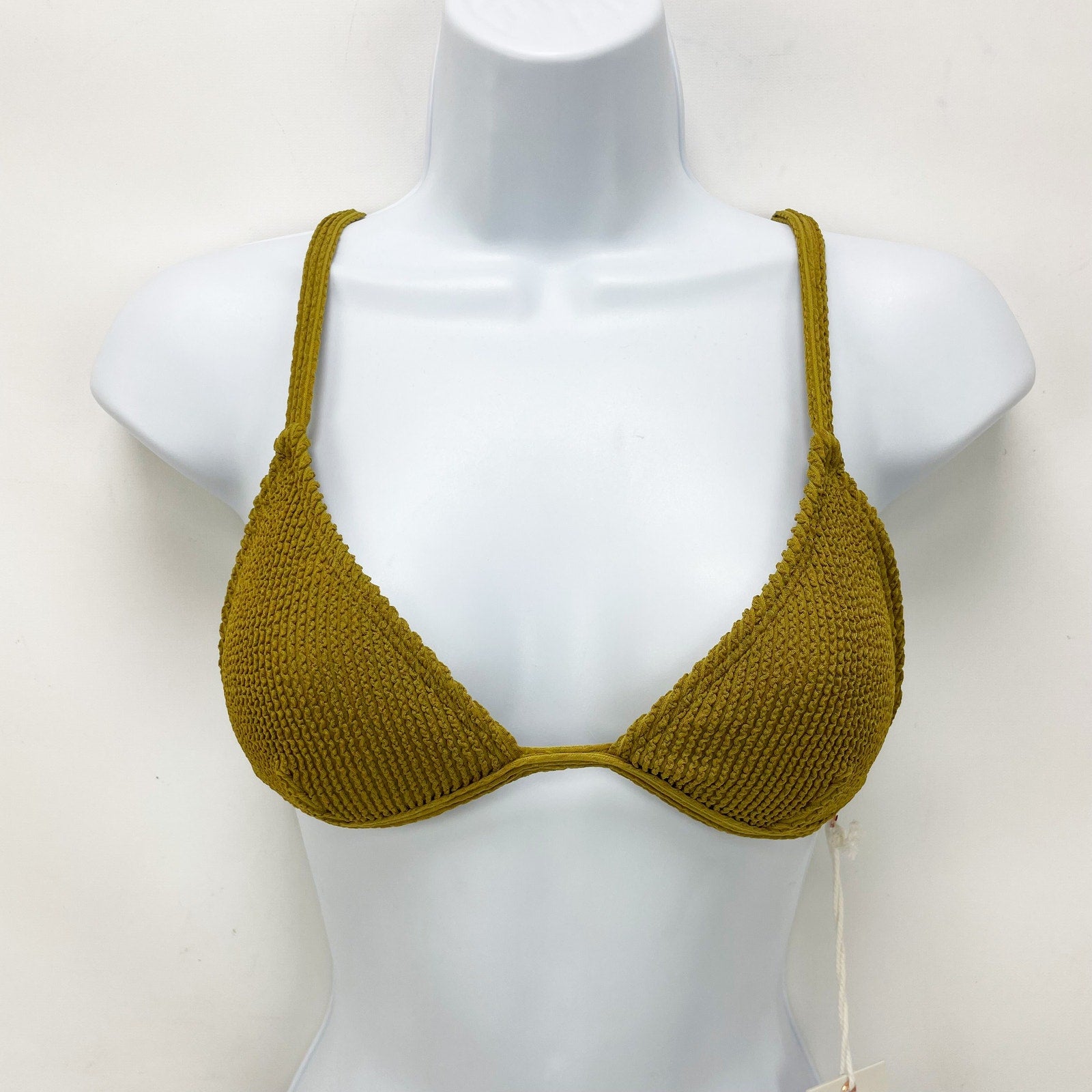 Good American Always Fits Triangle Bikini Top Size 0 XS Swim Dirty Olive NWT