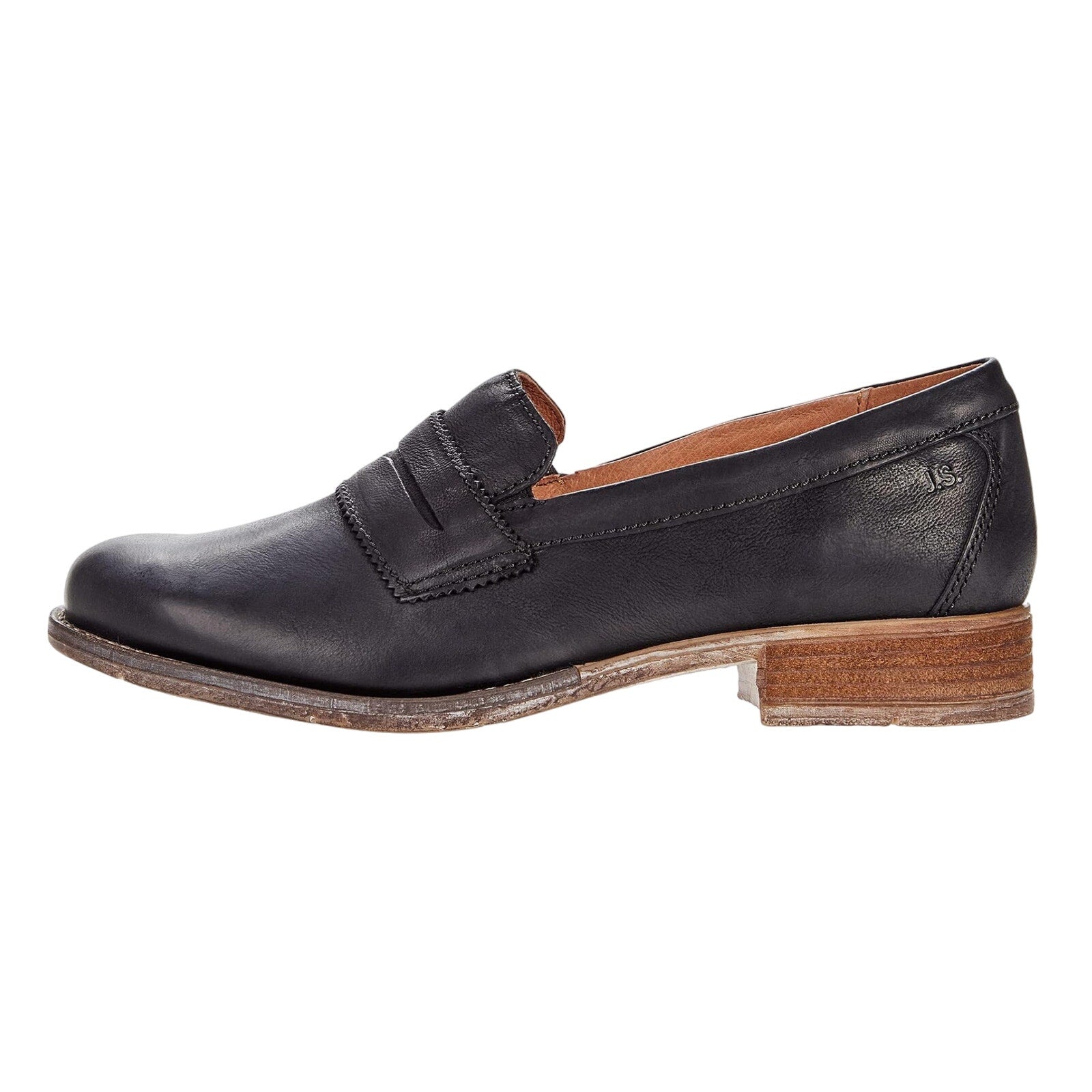 Josef Seibel Womens Sienna 96 Loafers EU 37 US 6.5 Black Washed Leather Shoe NIB