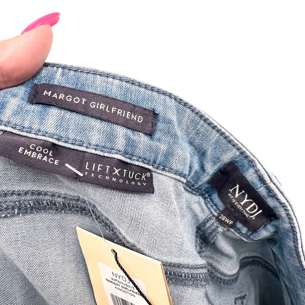 NYDJ Womens Margot Girlfriend Jeans Size 28W PETITE Kingston Blue NWT