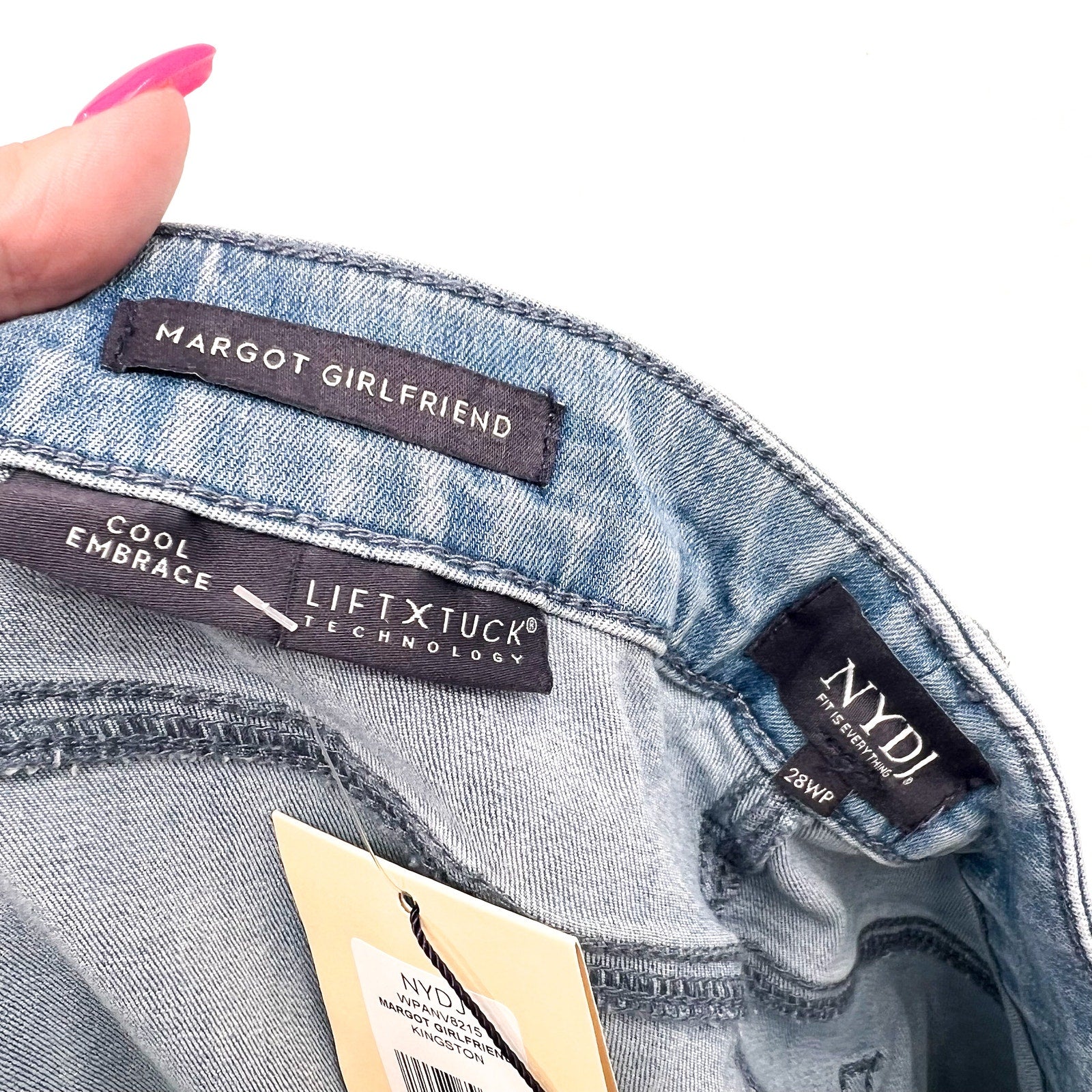NYDJ Womens Margot Girlfriend Jeans Size 28W PETITE Kingston Blue NWT