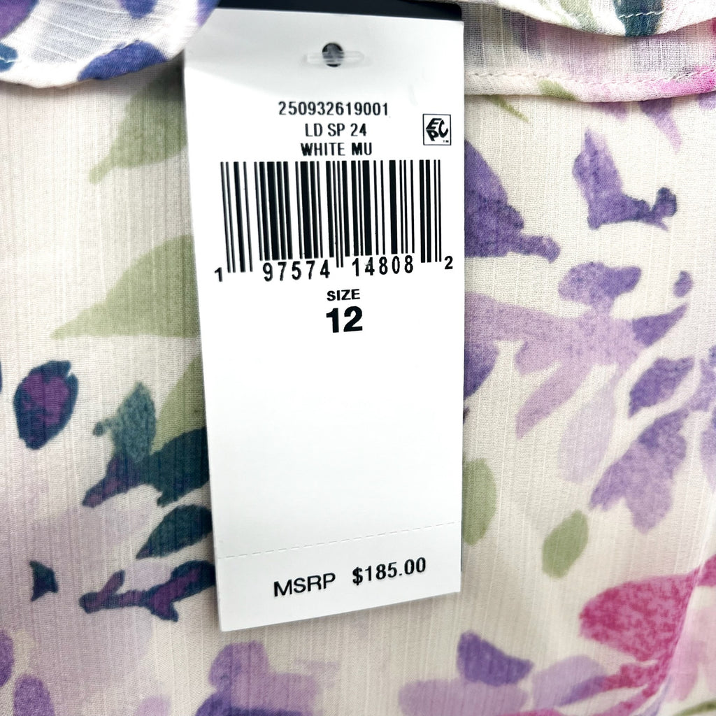 Lauren Ralph Lauren Surplice Dress Size 12 Pink Floral Crinkle Georgette NWT