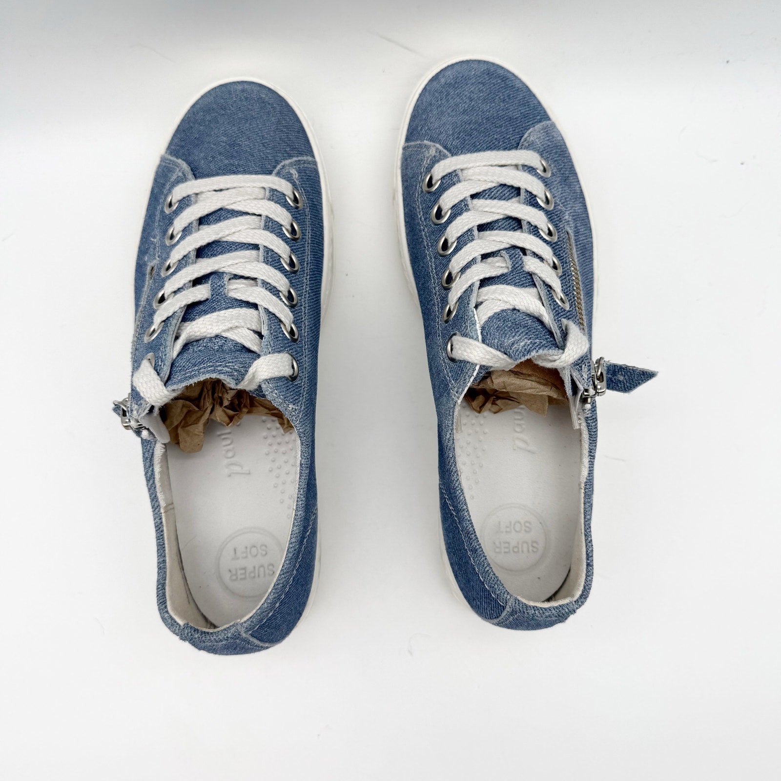 Paul Green Womens Skylar Sneakers UK 3.5 US 6 Blue Denim Canvas NWOB