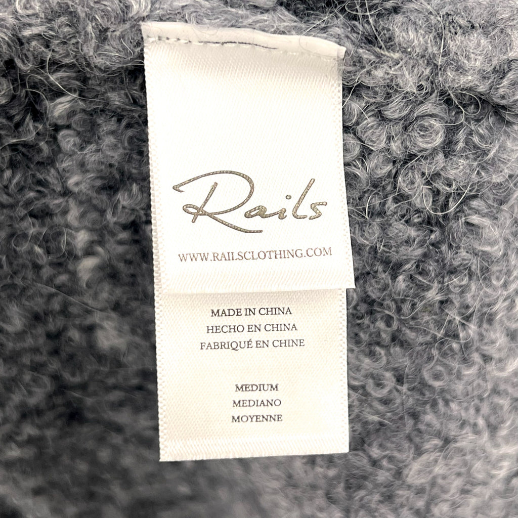 RAILS Men's Long Sleeve Rollins Hoodie Sweater Medium Storm Gray Boucle Knit NWT