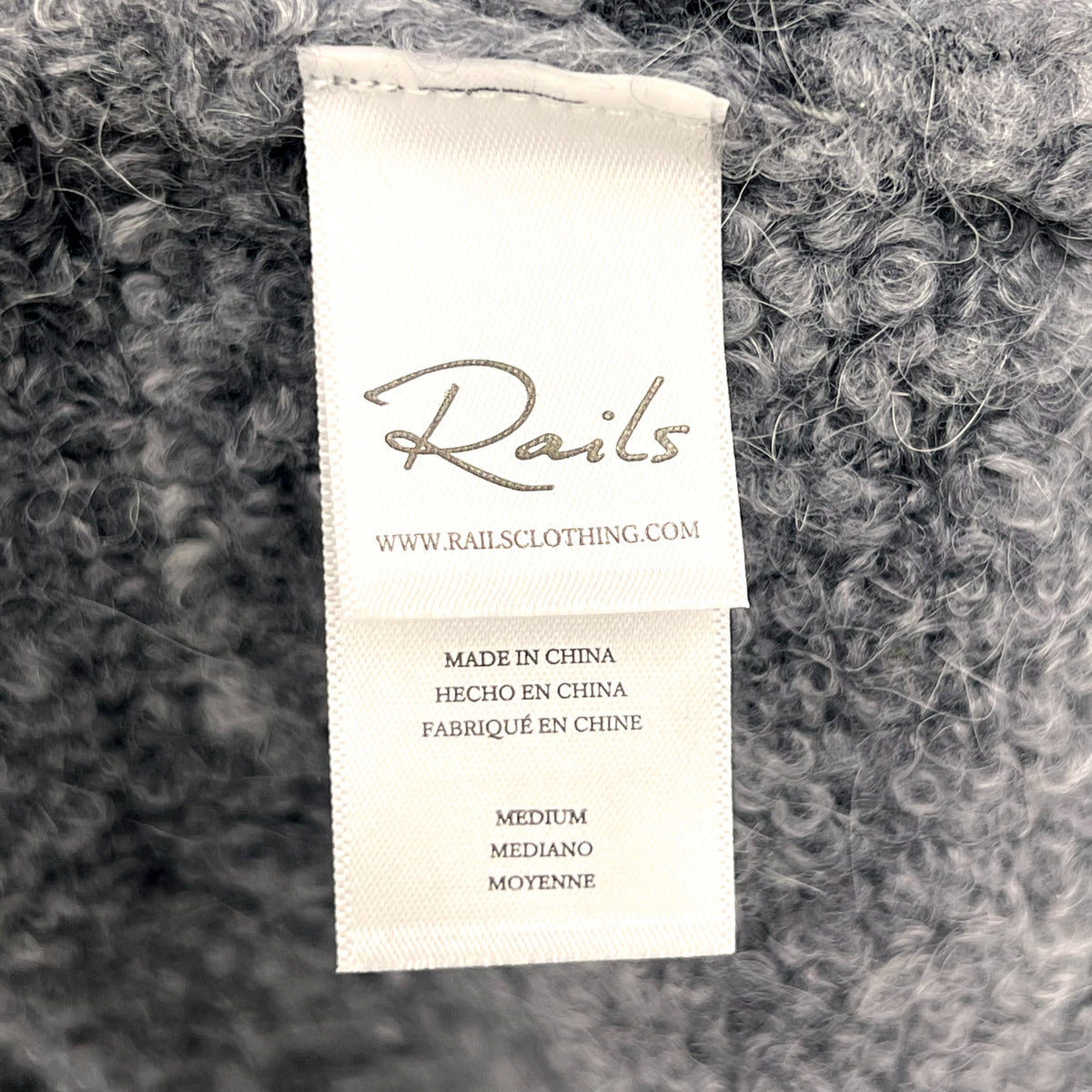 RAILS Men's Long Sleeve Rollins Hoodie Sweater Medium Storm Gray Boucle Knit NWT