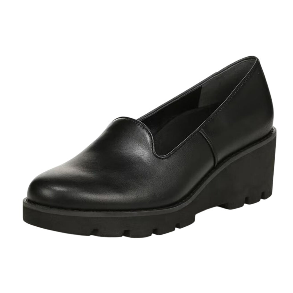 Vionic Womens Willa Wedge Loafers US 9 M EU 40 Black Leather Slip On NWOB