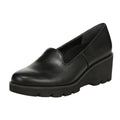Vionic Womens Willa Wedge Loafers US 9 M EU 40 Black Leather Slip On NWOB