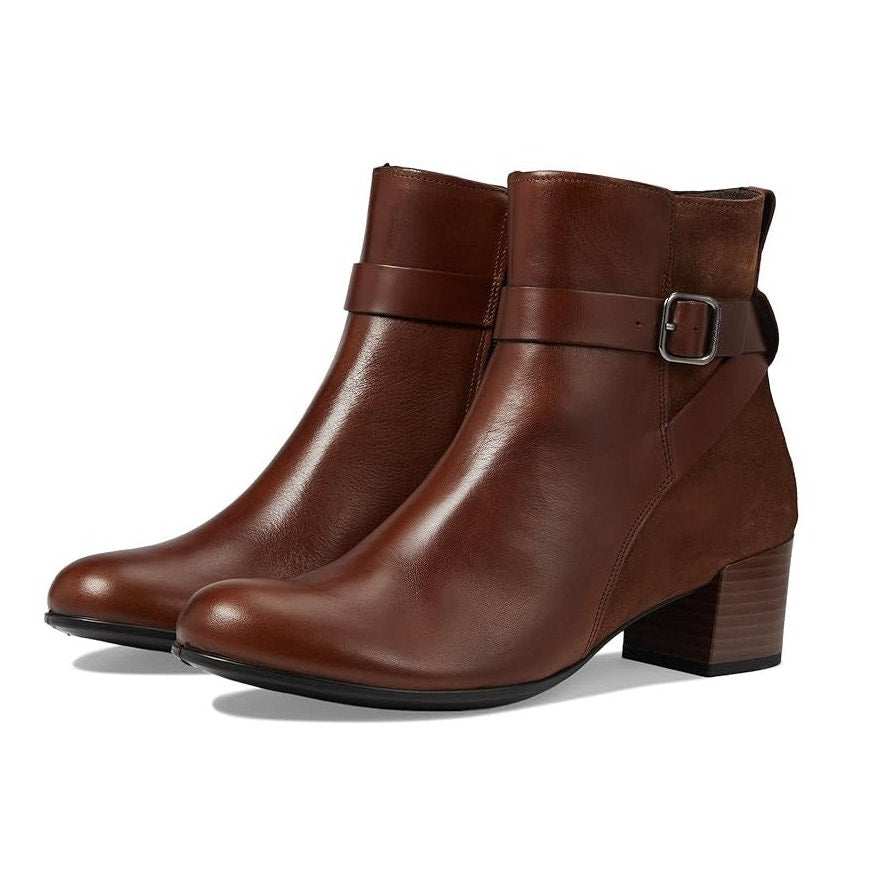 Ecco Womens Dress Classic Ankle Boots EU 40 US 9 Walnut Brown Leather 35 mm NWOB