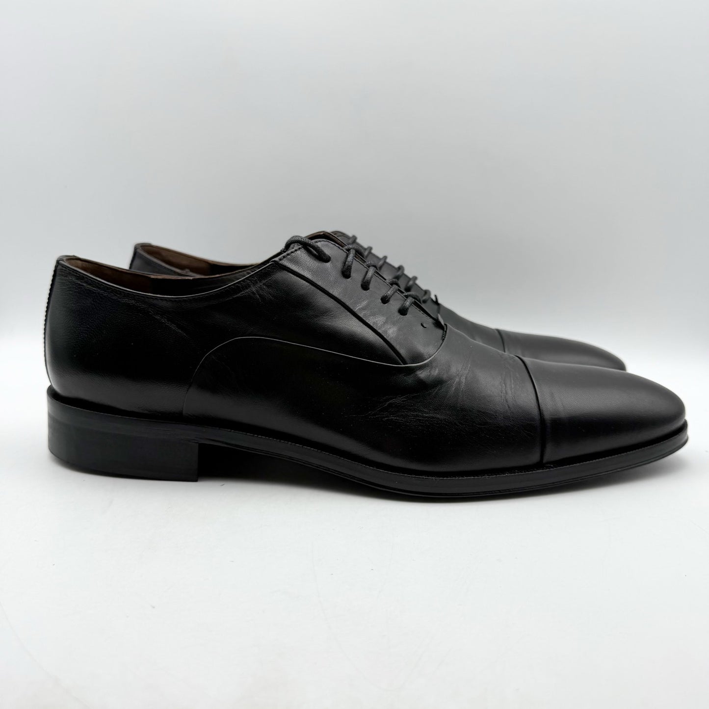 Bruno Magli Mens Maioco Lace up Cap Toe Dress Shoes US 12 D Black Leather NWOB