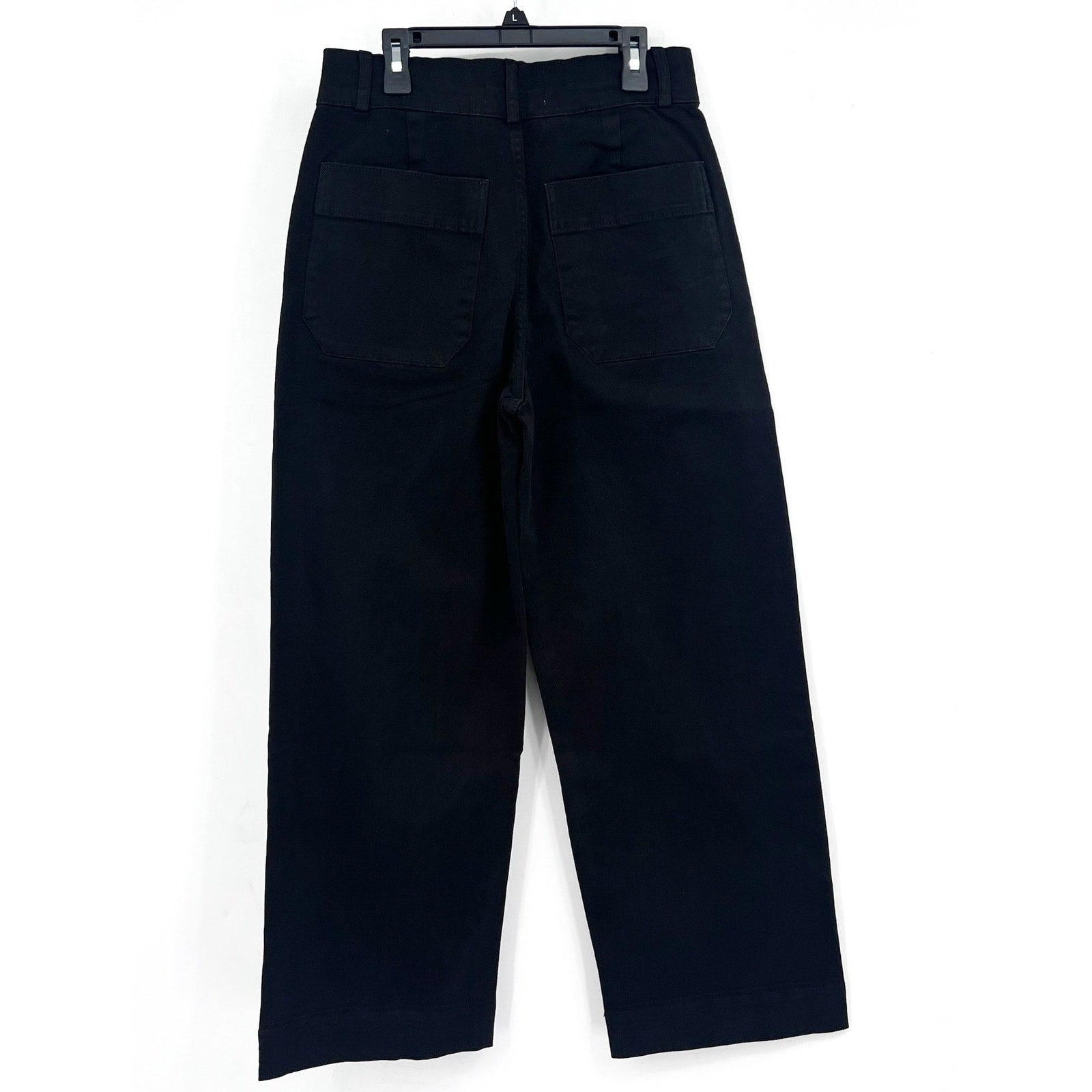 EVERLANE Womens Organic Wide-Leg Crop Pants Size 0 Black Chino Stretch Twill NWT