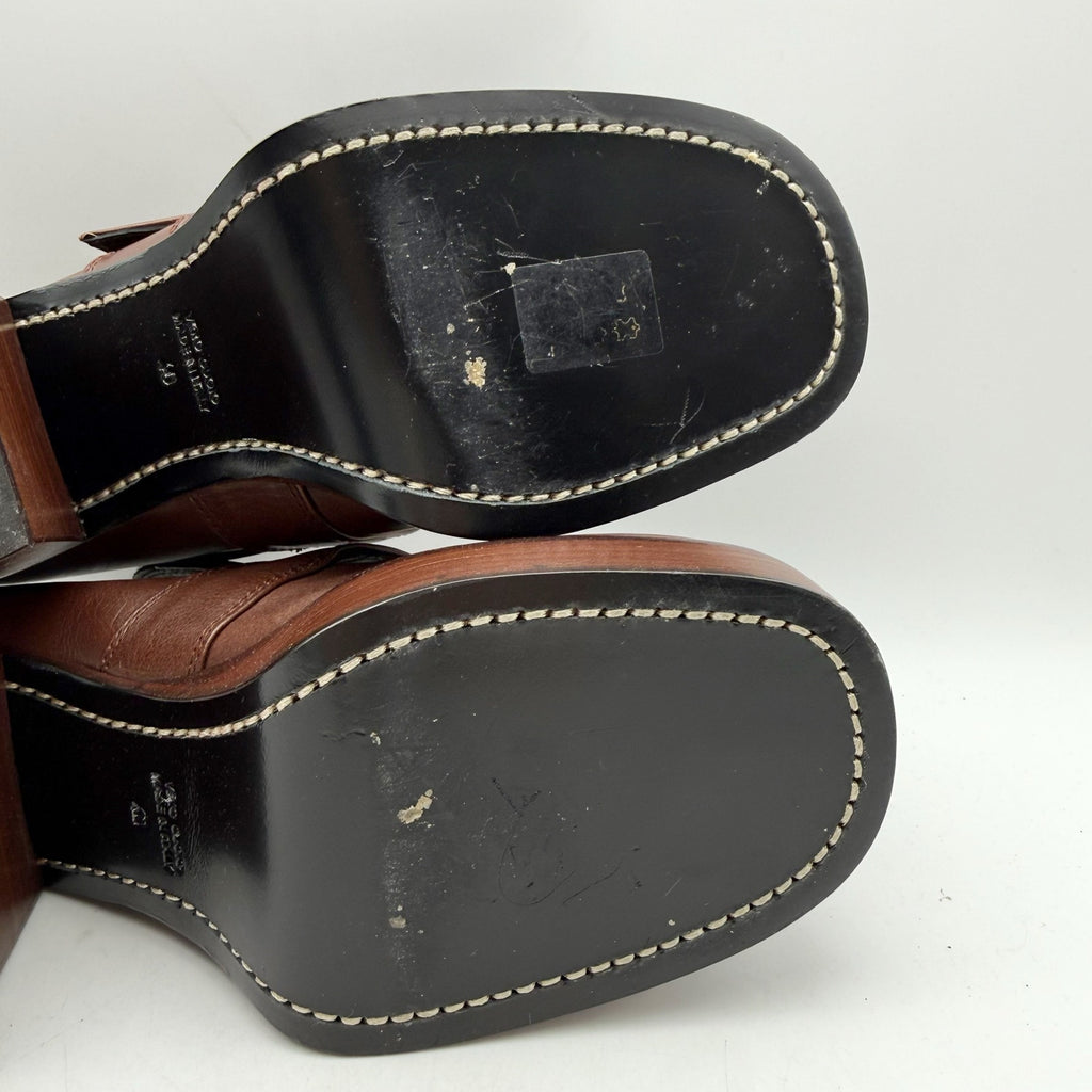 RE/DONE Womens Big Buckle Loafers EU 40 US 10 Dark Red Leather Heels EUC