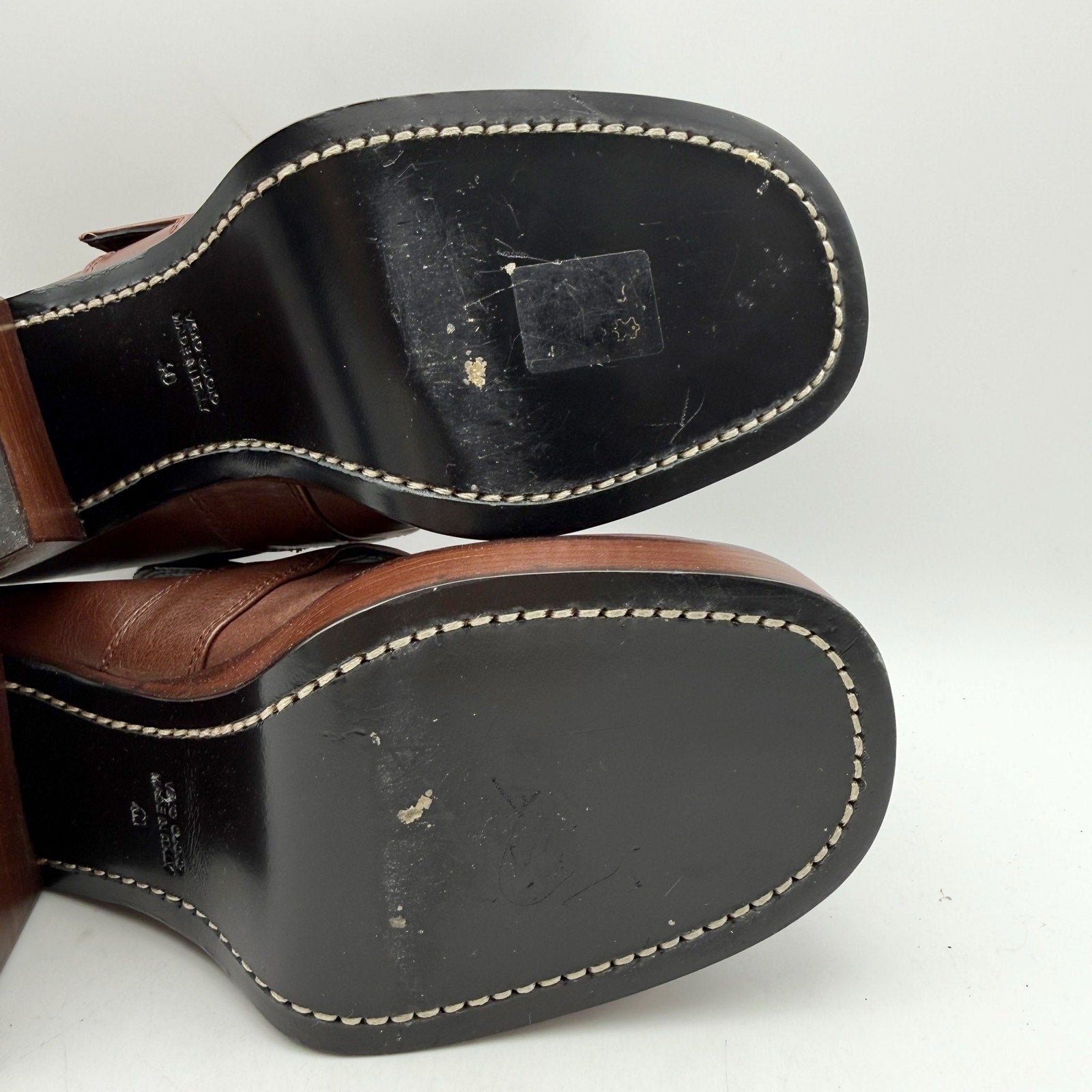 RE/DONE Womens Big Buckle Loafers EU 40 US 10 Dark Red Leather Heels EUC