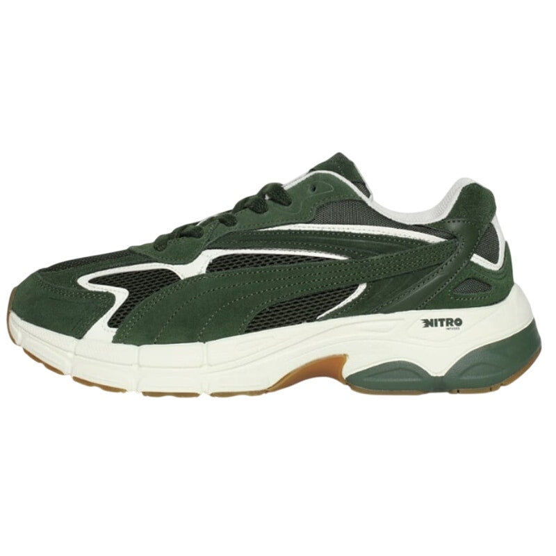 PUMA Mens Teveris Nitro Athletic Shoes US 12 EU 46 Green White Suede Sneaker NIB