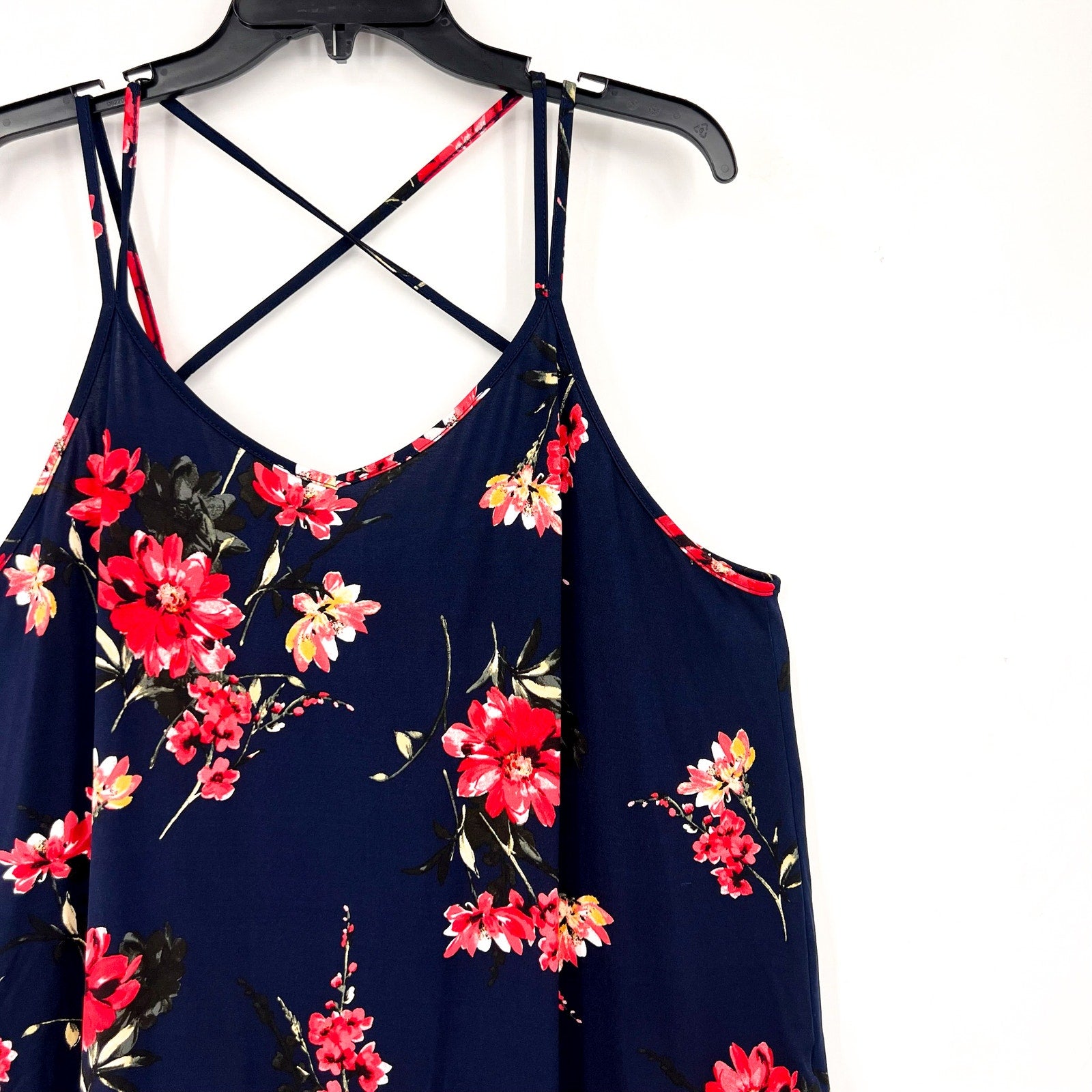 PAPERMOON Women's Basima Back Detail Knit Top 2X Navy Blue Floral Stitchfix NWT