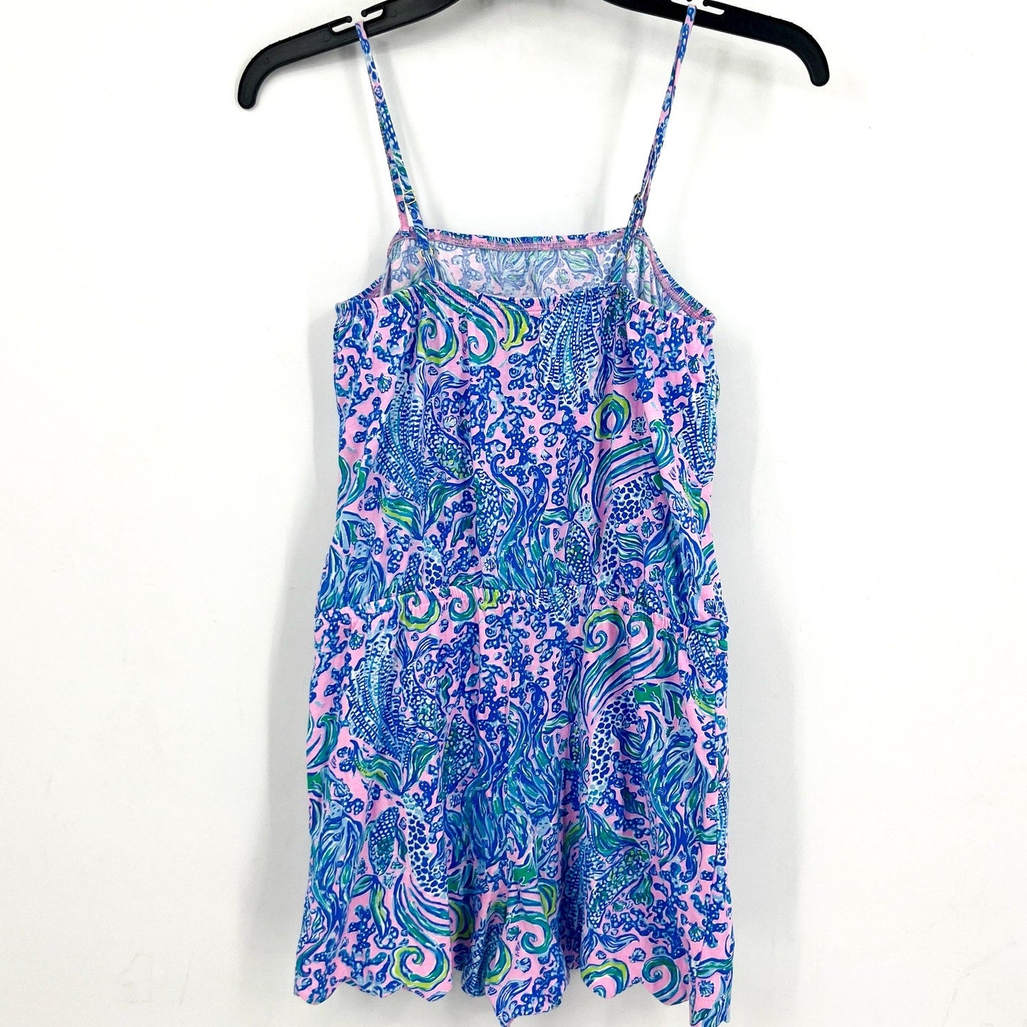 LILLY PULITZER Girl Mini Jace Romper XL 12-14 Pink Blue We Mermaid It NWOT