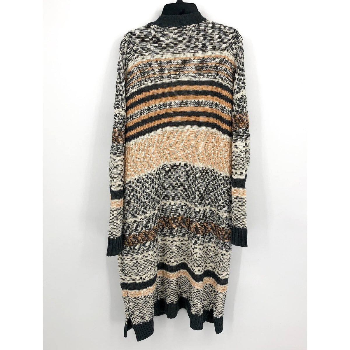 MARLED Womens Long Line Knitted Cardigan Large Grey Colorblock Striped NWOT