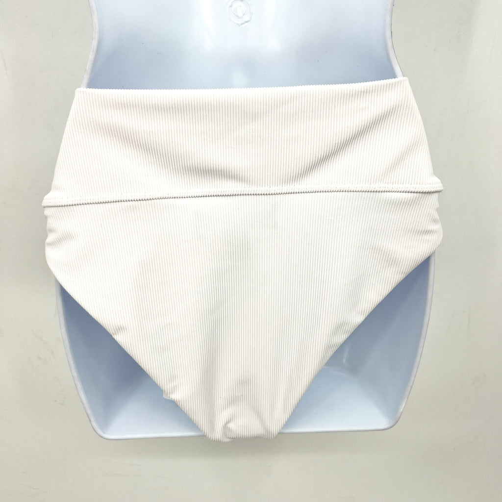 BEACH RIOT Women's Highway Bikini Bottom Large White Ribbed Knit  NWT