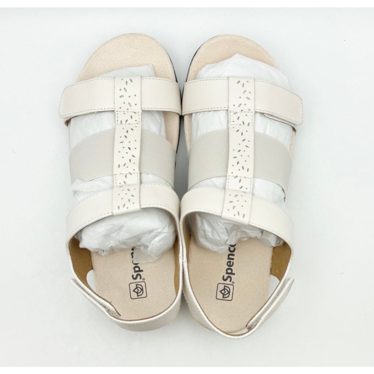Spenco Womens Anabel Hook & Loop Sandal Size 7.5 Wide Bridal Blush Cream NIB