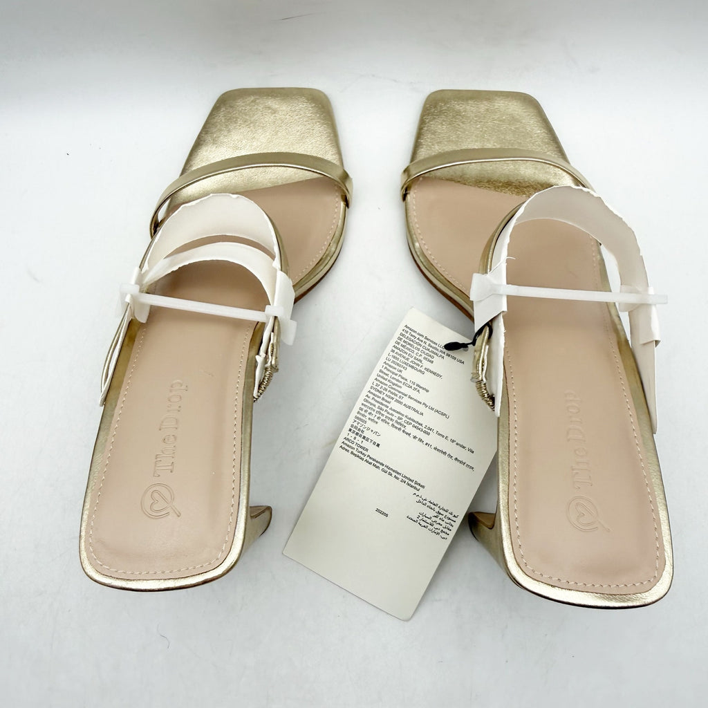 The Drop Womens Avery Heeled Sandals Size 9 Gold 2-Strap Block Heel NWOB