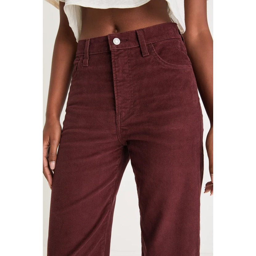 LEVI'S Women's Ribcage Straight Ankle Pants 29x27 US 8 Red Brown Corduroy NWT