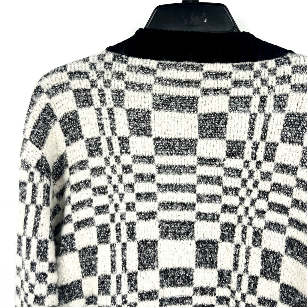 Corridor Mens Optic Alpaca Cardigan XL Black Check Print Sweater NH809 NWT