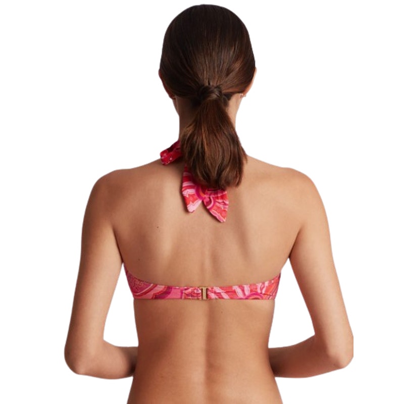LAUREN RALPH LAUREN Provence Paisley Bikini Top Size 4 Pink Tie Front Halter NWT