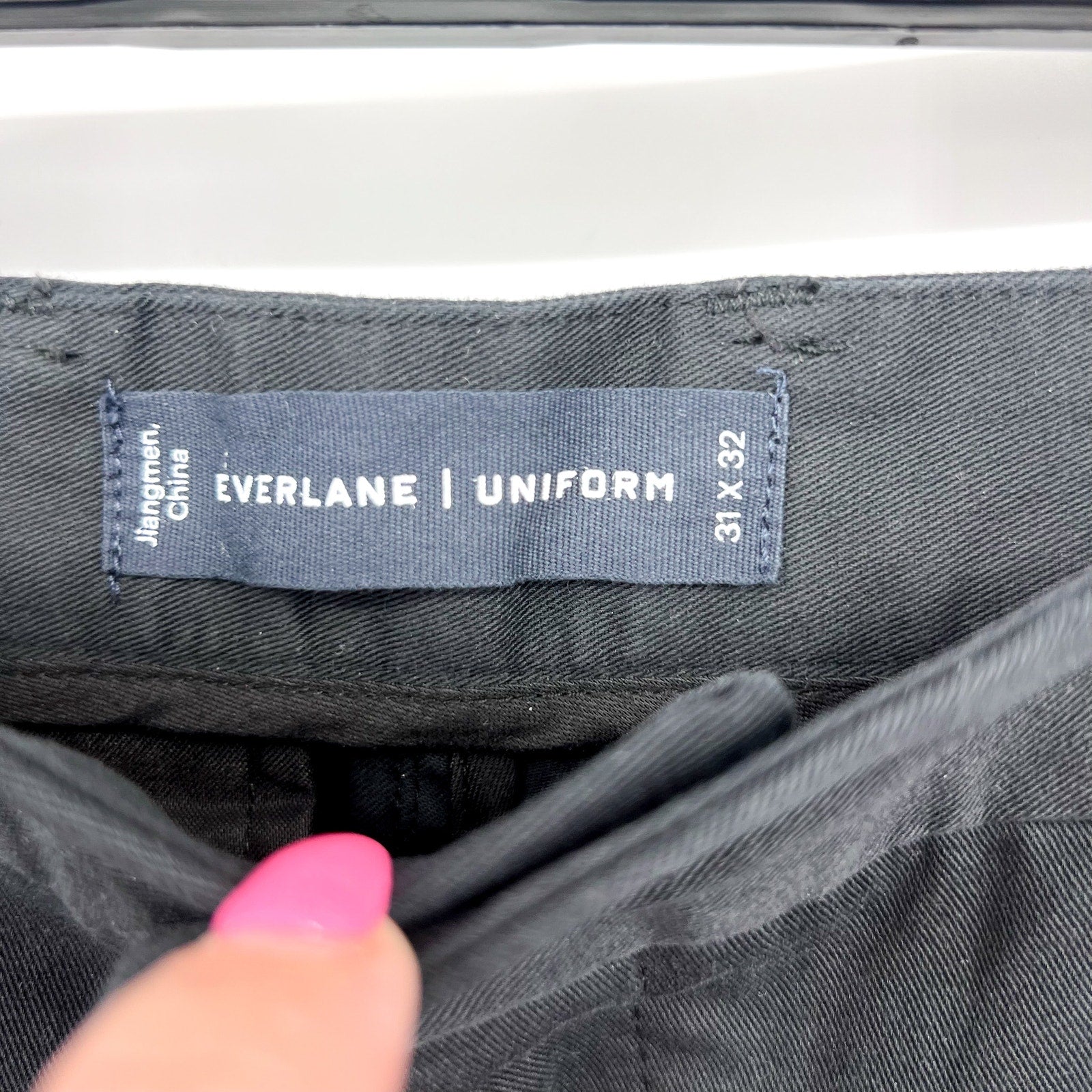 EVERLANE Men's Uniform Performance Chino Pants 31x32 Black Slim Fit NWT