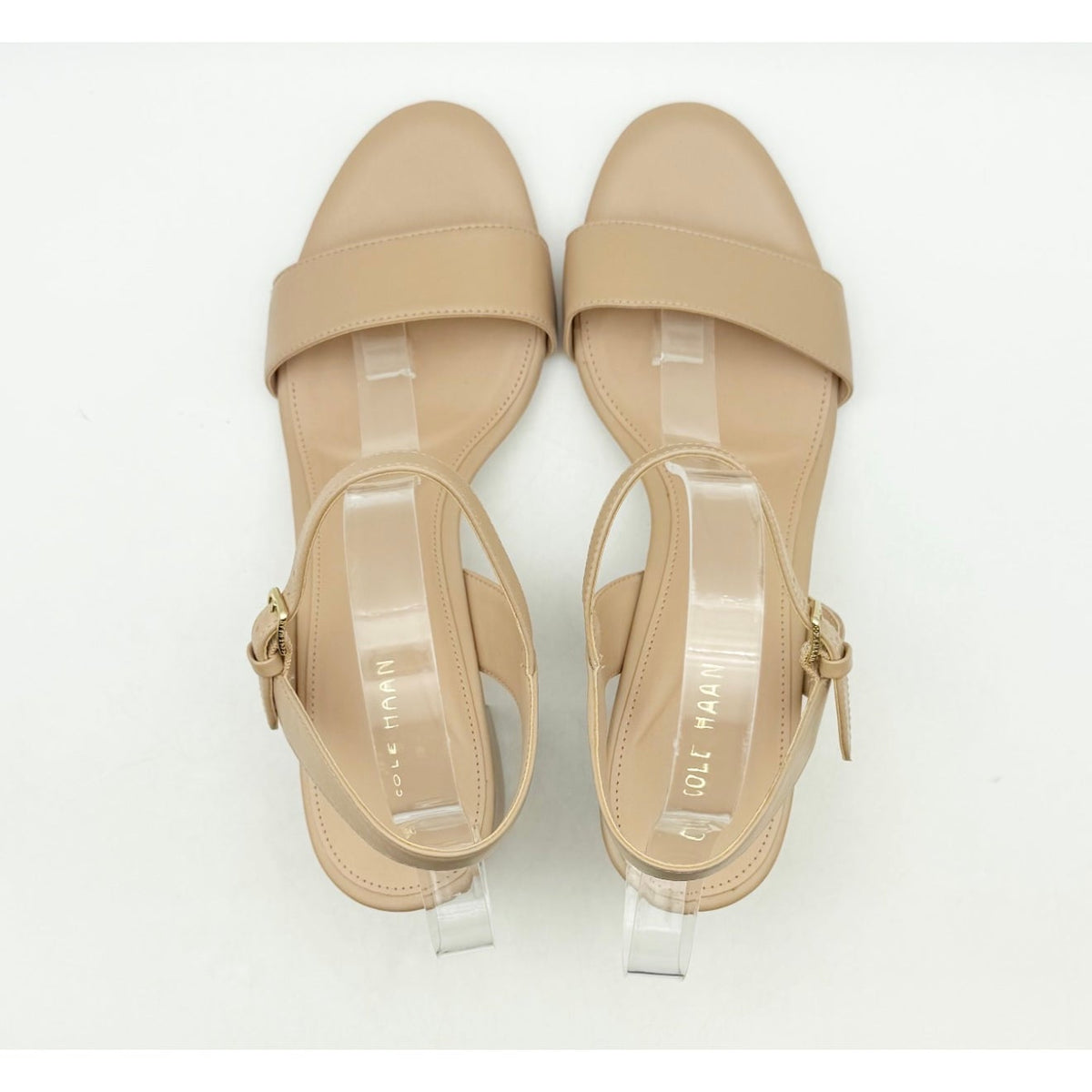 Cole Haan Womens Josie Heeled Sandals Size 8.5 Beige Nude Leather NIB