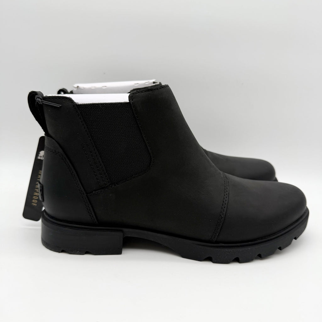 Sorel Womens Emelie lll Zip Bootie US 8.5 EU 39.5 Black Leather Waterproof NIB