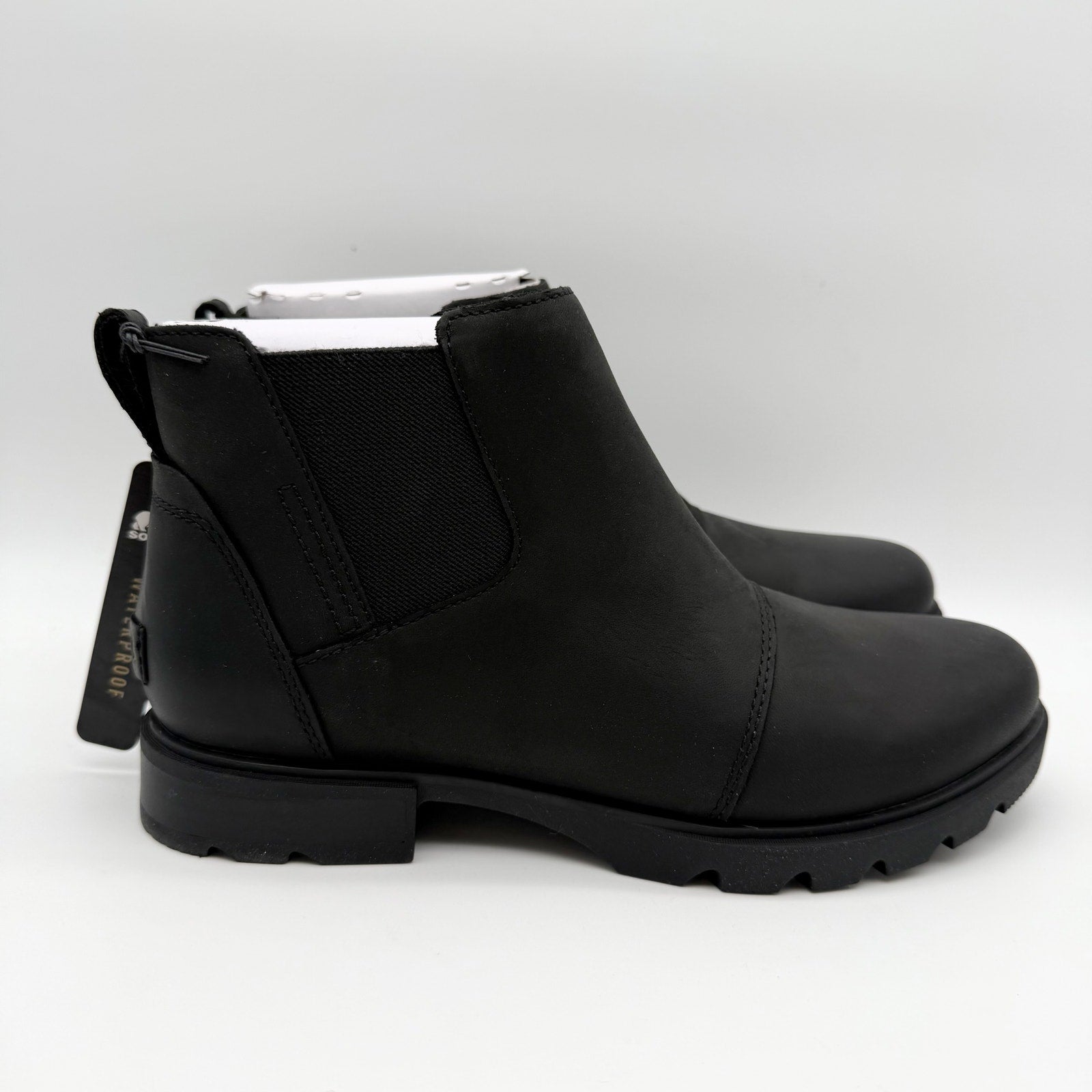 Sorel Womens Emelie lll Zip Bootie US 8.5 EU 39.5 Black Leather Waterproof NIB