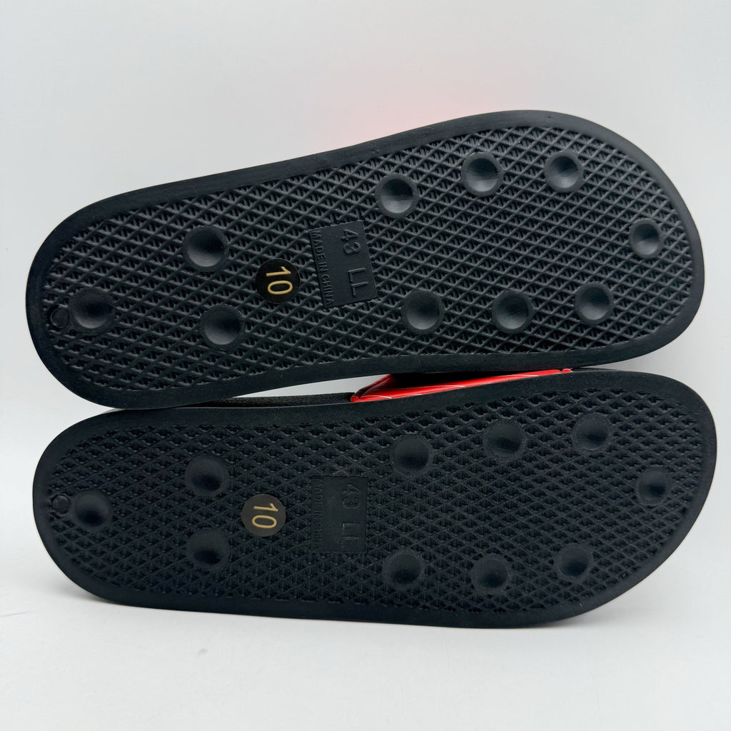 73 Studio Mens Chicago Sandals US 10 EU 43 Red Black Slides Rubber NWOB