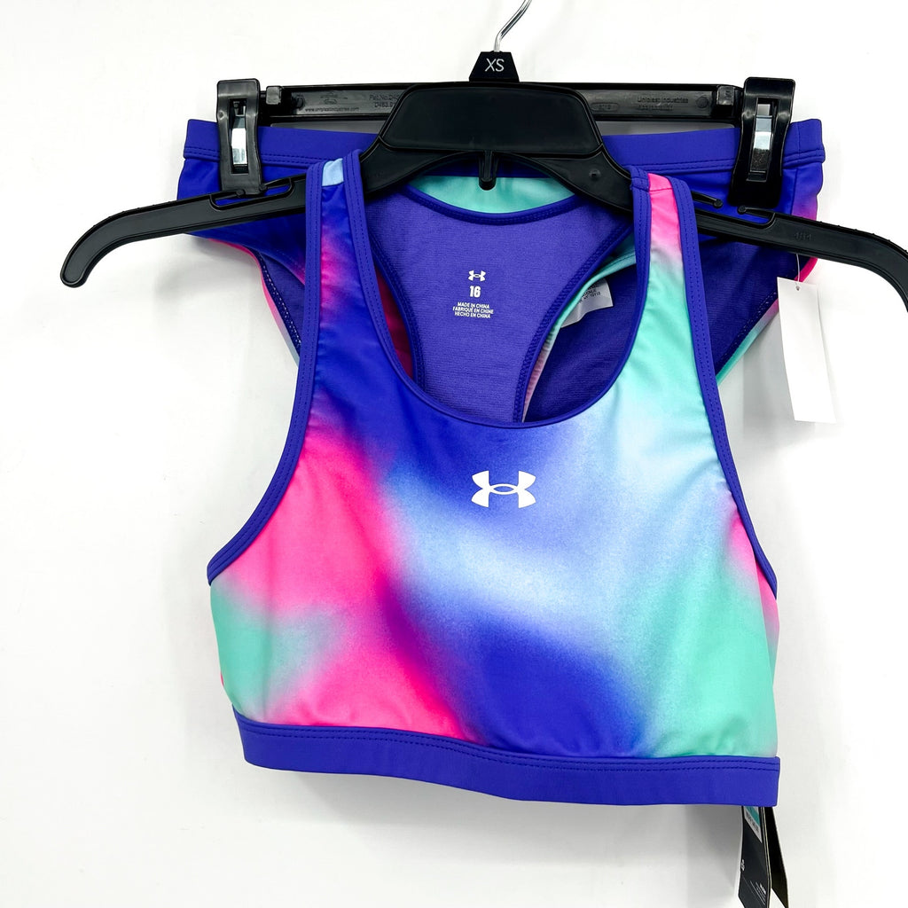 UNDER ARMOUR Girl's Polka Party Blur Racer BIKINI Size 16 Purple Pink NWT