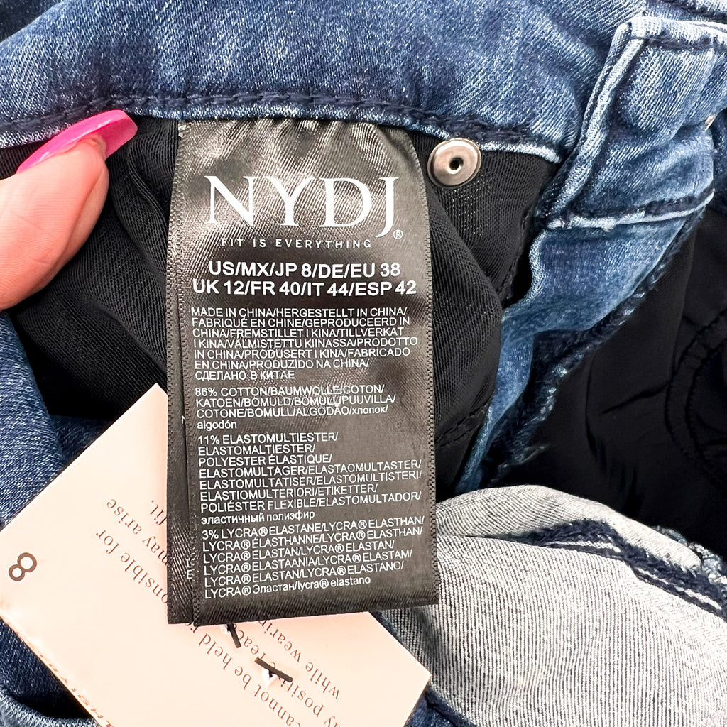 NYDJ Curves 360 Womens Slim Straight Crop Jeans Size 8 Caliente Blue NWT
