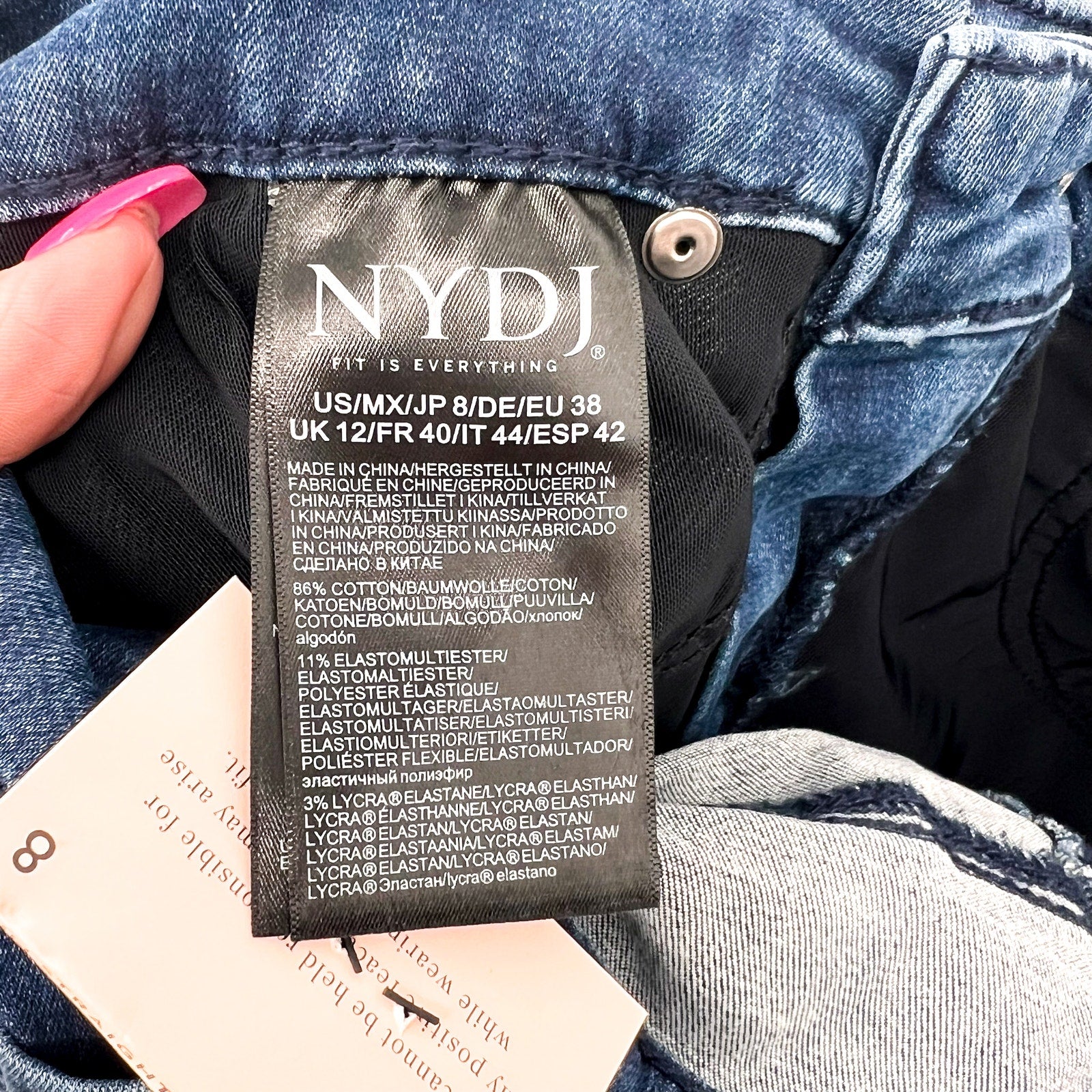 NYDJ Curves 360 Womens Slim Straight Crop Jeans Size 8 Caliente Blue NWT