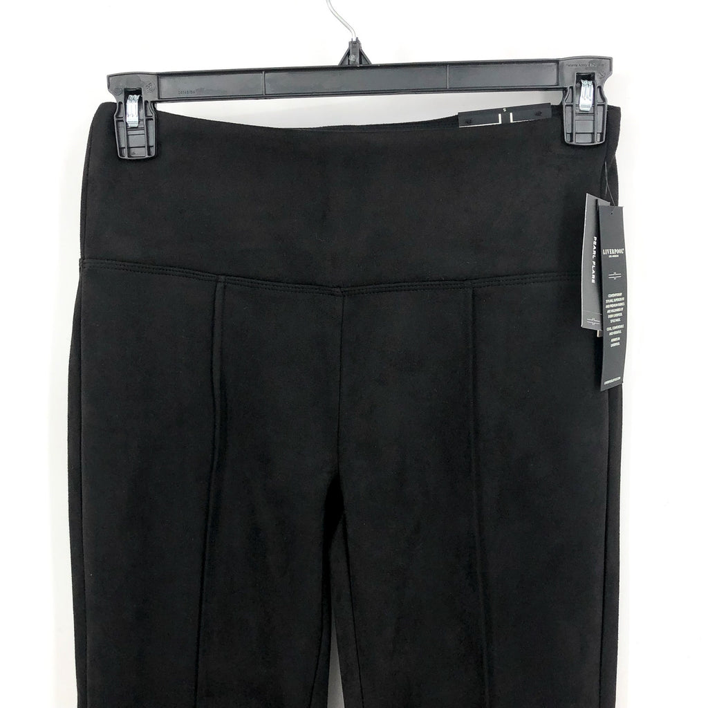 LIVERPOOL Women's Pearl Pull-On Faux Suede Flare Pants Small Black Stretch NWT