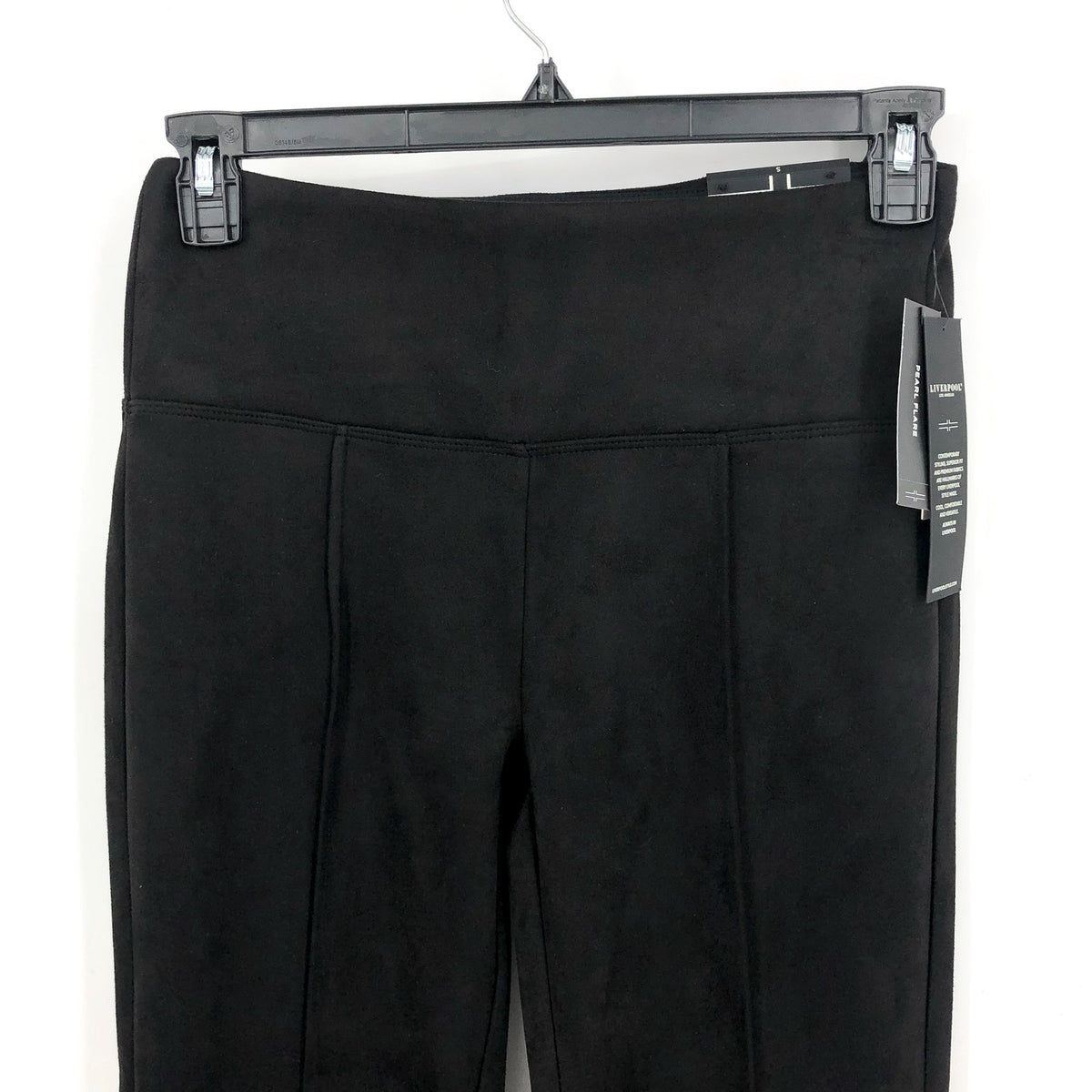 LIVERPOOL Women's Pearl Pull-On Faux Suede Flare Pants Small Black Stretch NWT
