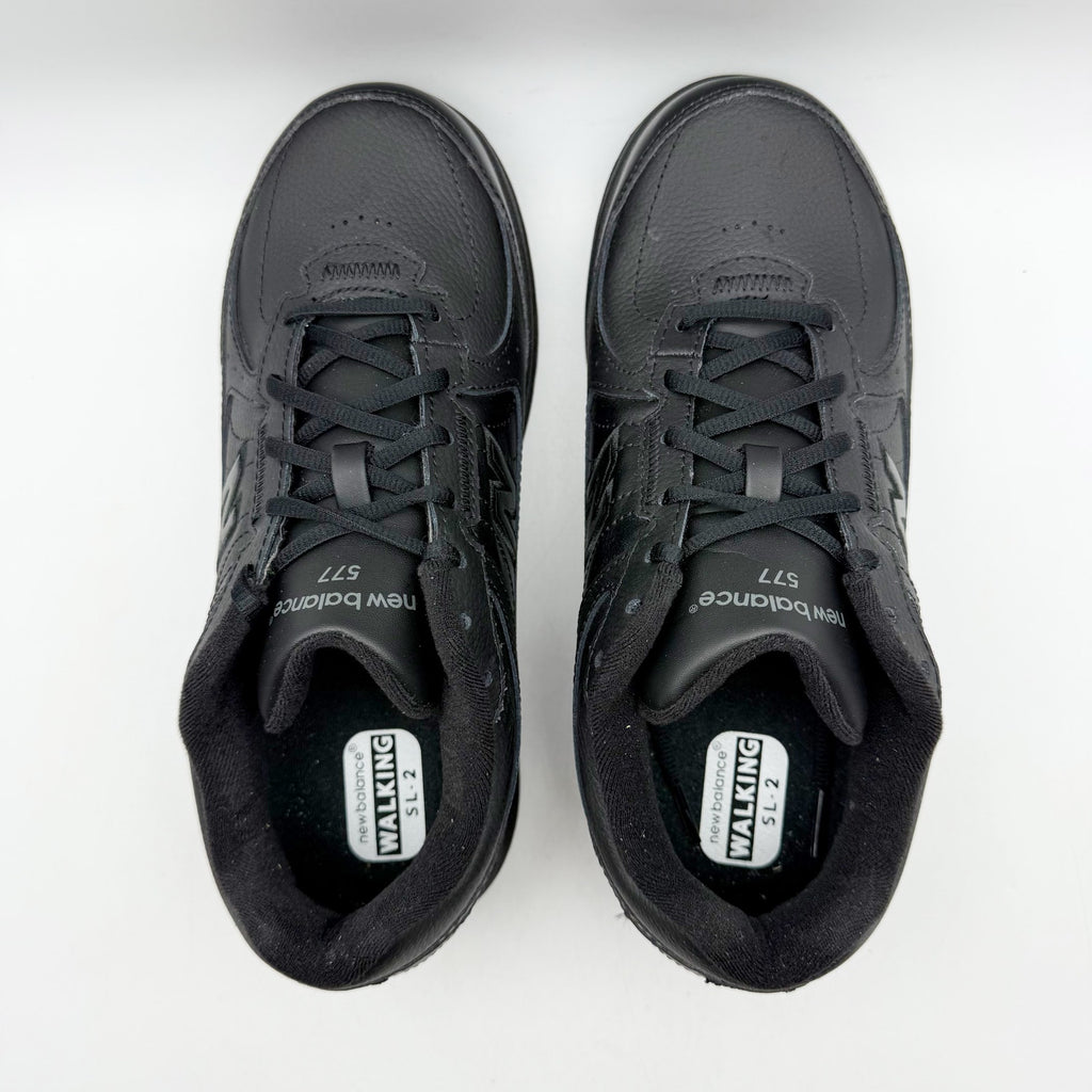 New Balance Womens 577 Walking Shoes Size 9 Wide Black Leather Athletic NIB